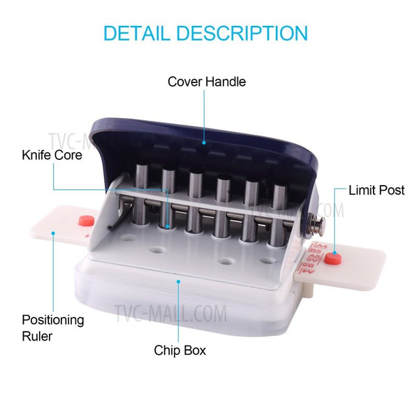 KW-trio 6-Hole Paper Punch Handheld Metal Hole Puncher for A4 A5 B5 Notebook Scrapbook - Green