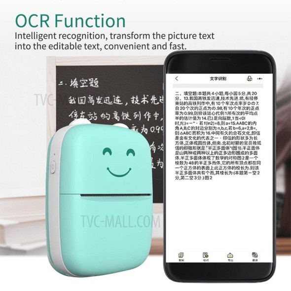 Mini Portable Thermal Printer BT Wireless Printer 203dpi with 1 Roll Thermal Paper for Android iOS