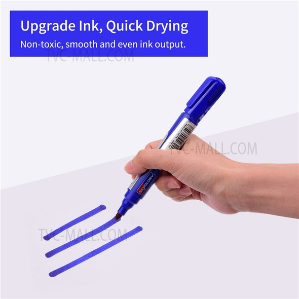 12Pcs/Set Blue Ink Permanent Marker Oil-Based Quick-dry Marker Pen Office School Stationery