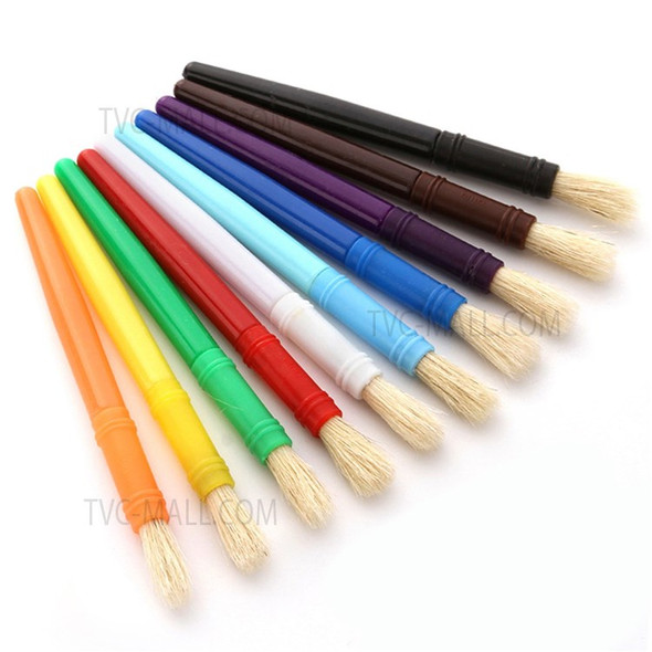 10pcs Round Tip Colorful Paint Brushes Set Bristle Hair Chubby Plastic Handle Paintbrush Easy to Clean Art Supplies Gift for Children Adults Drawing Painting - Type 1