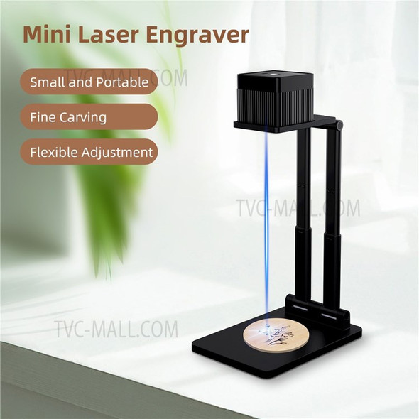 Mini Laser Engraver Portable BT Laser Cutting Machine Desktop Laser Engraving with Goggles Adjustable Stand 100x100mm Working Area Support Photo Picture Signature Text for DIY Art Craft