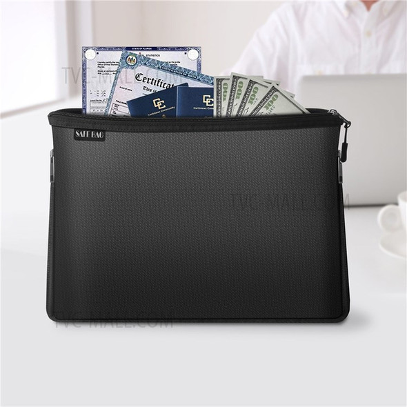Fireproof Safe Money Bag Water Resistant Expandable Document Bag File Folder Storage Pouch Holder with Zipper Space for A4 File Documents Cash Jewelry Passport