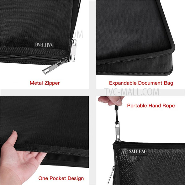 Fireproof Safe Money Bag Water Resistant Expandable Document Bag File Folder Storage Pouch Holder with Zipper Space for A4 File Documents Cash Jewelry Passport