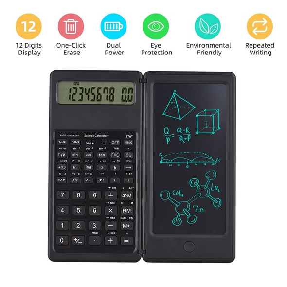 Calculator with LCD Writing Tablet 10 Digits Display Desktop Calculator with Stylus Erase Button - Black