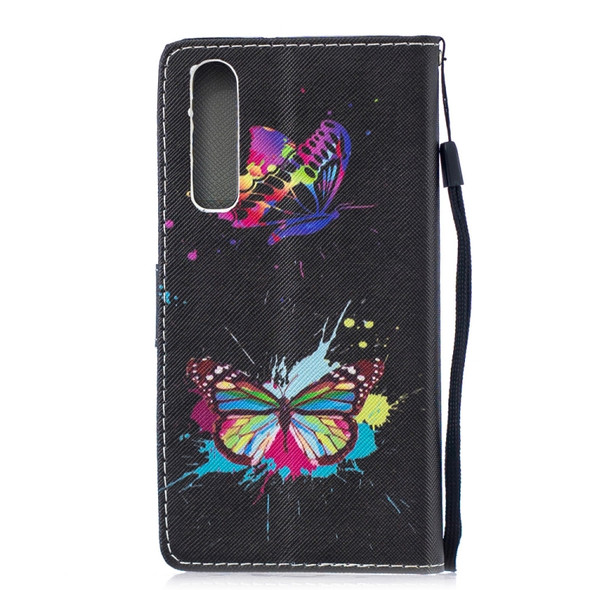 Colored Butterfly Pattern Horizontal Flip Leather Case for Huawei P30, with Holder & Card Slots & Wallet