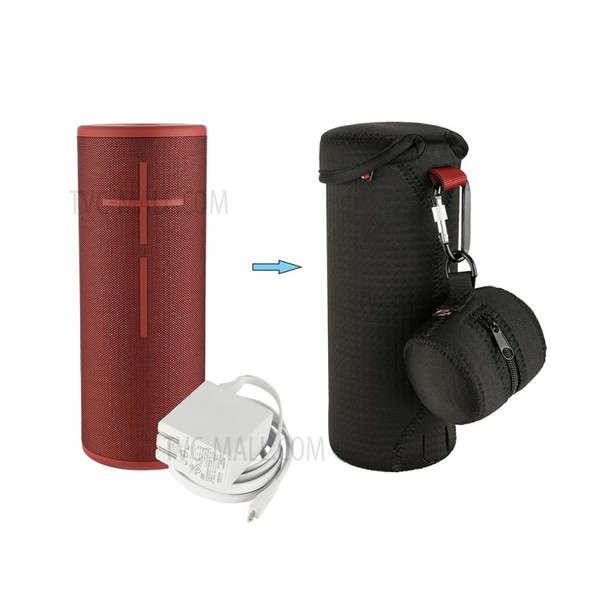 Neoprene Carrying Pouch Bag + Charger Case + Carabiner for UE MegaBoom 3 Bluetooth Speaker