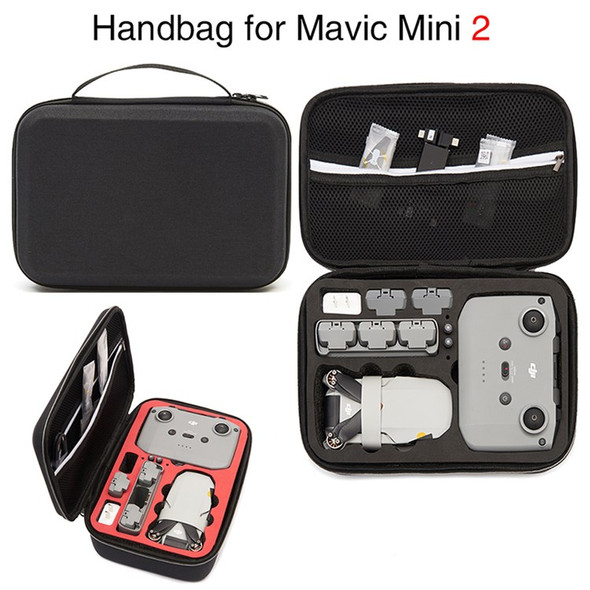 For DJI Mini 2 Fly More Combo Storage Handbag Shockproof RC Drone Accessories Carrying Case Box - Black/Black