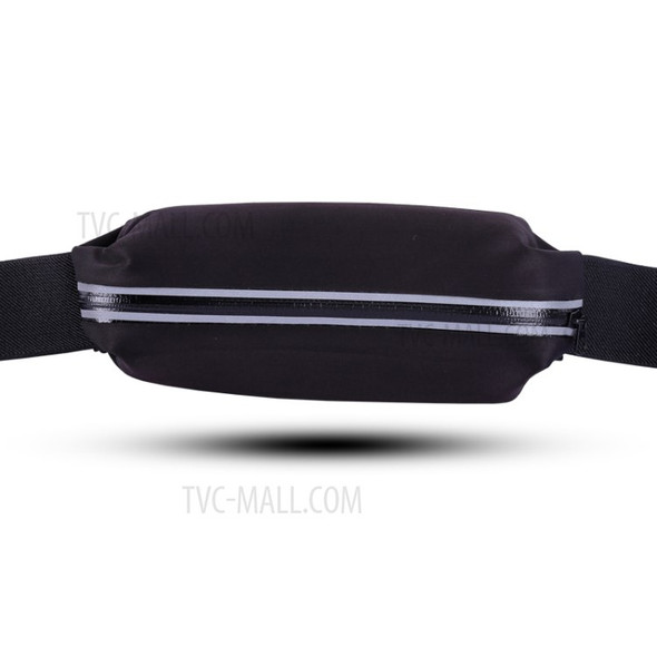Large Capacity Zipper Closure Mobile Phone Pouch Adjustable Sports Waist Bag - Black