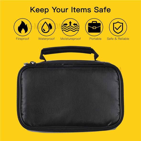 Multi-Layer Zipper Closure Fire and Water Resistant Fireproof File Document Money Cards Bag Safety Organizer for Home Office Travel - Black