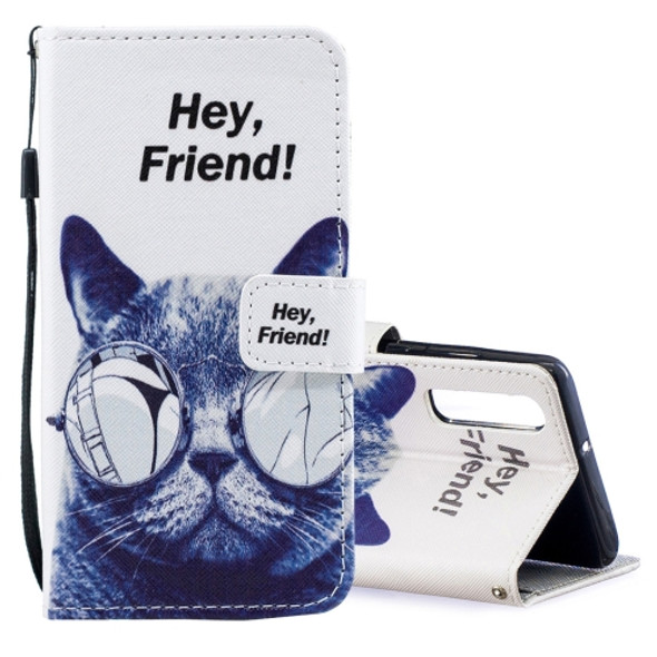 Cool Cat Pattern Horizontal Flip Leather Case for Huawei P30, with Holder & Card Slots & Wallet