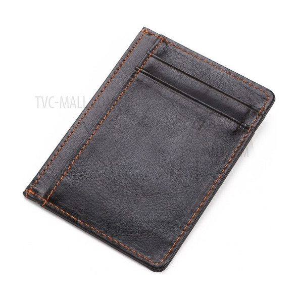 115# Stylish Genuine Leather Coin Multi Card Slots Wallet for Men - Dark Brown
