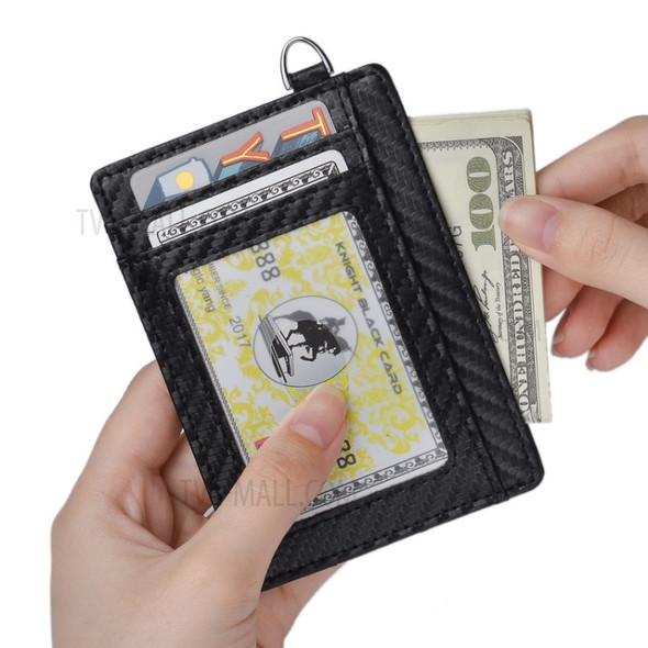 Carbon Fiber Anti-magnetic Ultrathin Card Bag Employee Working Card Sleeve with Ring