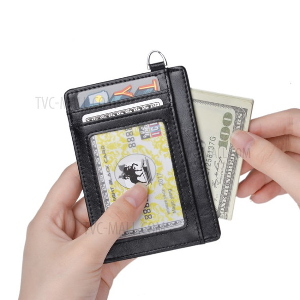 RFID Anti-magnetic ID Card with Ring Bank Card Wallet Pocket Bus Card Bag Card Sleeve - Black