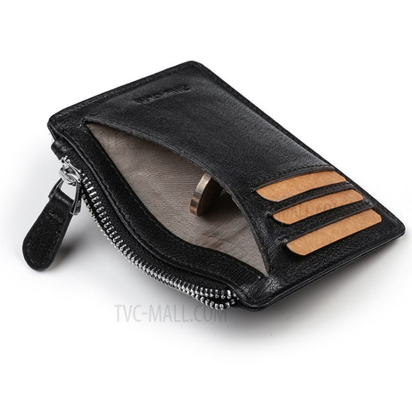 Men's Wallet Genuine Leather Coin Purse Bag Card Holder Bag - Black