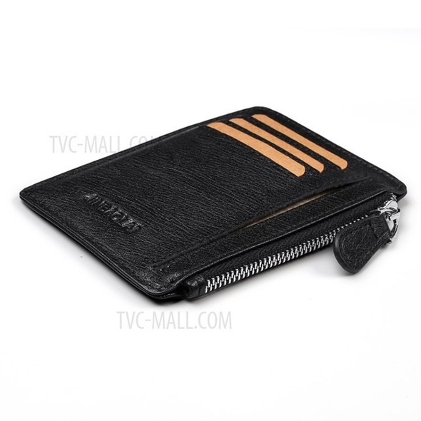 Men's Wallet Genuine Leather Coin Purse Bag Card Holder Bag - Black