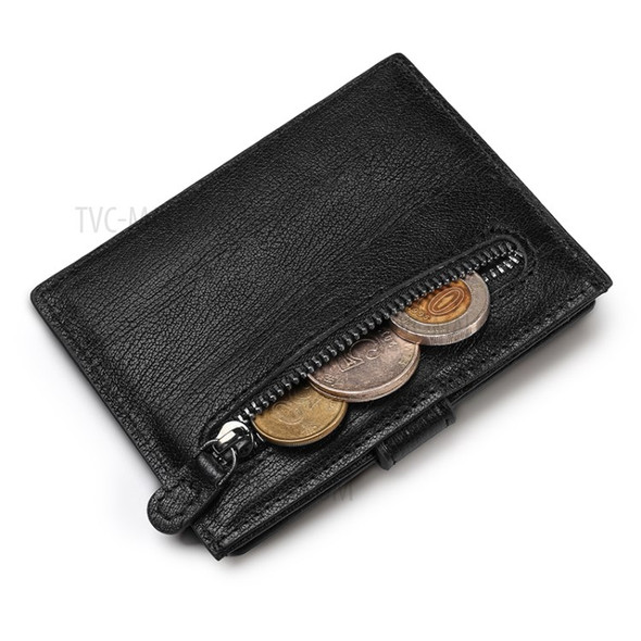 Anti-demagnetization Anti-theft Wallet Zipper Coin Purse with Multiple Card Slots - Black