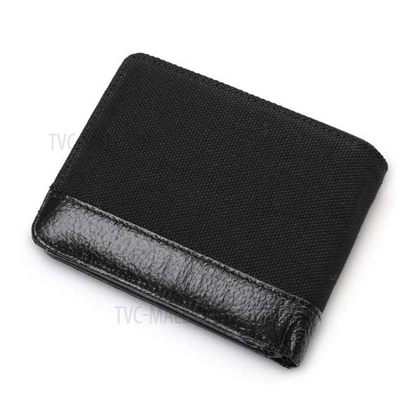 Leisure Men Bi-fold Wallet Card Coin Holder Slim Genuine Leather Short Purse - Style A/Black