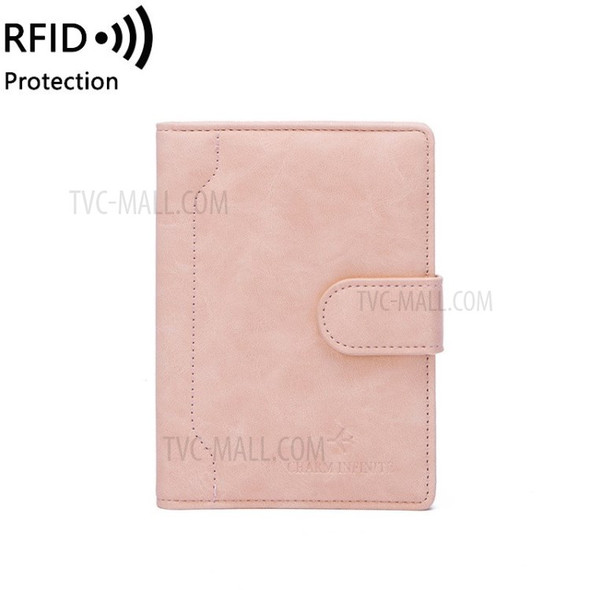 Multi-purpose Slim RFID Blocking PU Leather Cards Organizer Passport Holder Wallet Case with Magnetic Closure - Pink