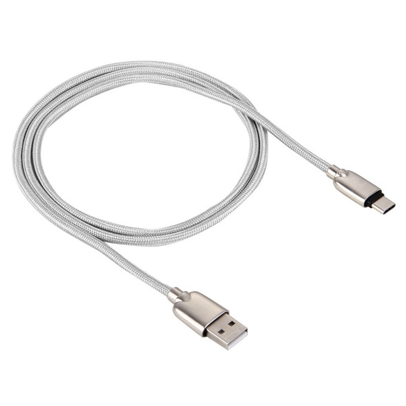 1M Woven Style Metal Head 108 Copper Cores USB-C / Type-C to USB Data Sync Charging Cable, For Galaxy S8 & S8 + / LG G6 / Huawei P10 & P10 Plus / Xiaomi Mi6 & Max 2 and other Smartphones(Silver)