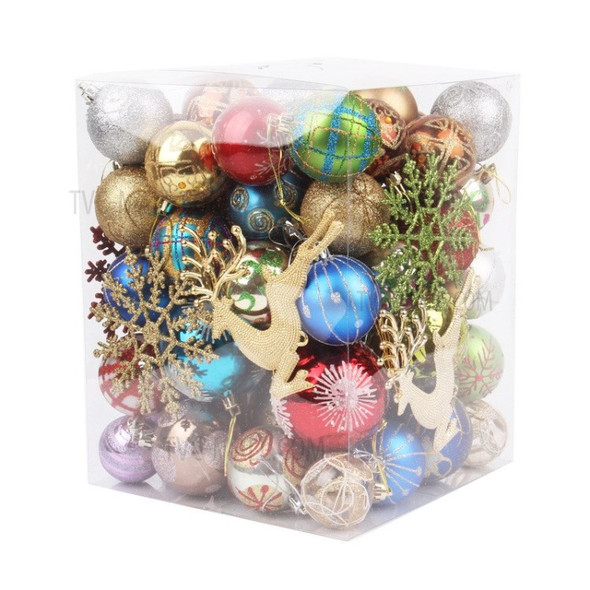 1 Box (60 - 70Pcs) Christmas Tree Balls Glitter Ornament
