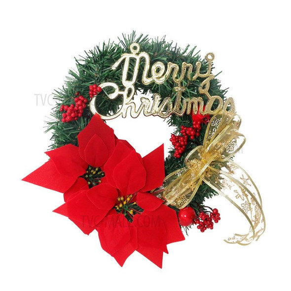 Merry Christmas Tree Wreath Xmas Red Flower Garland for Shopping Mall Hotel Decor - 30cm
