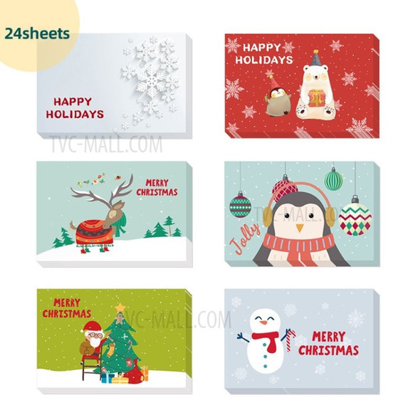 24Pcs Christmas Greeting Cards Set Mini Envelopes Blessing Cards Christmas Party Gift - Color