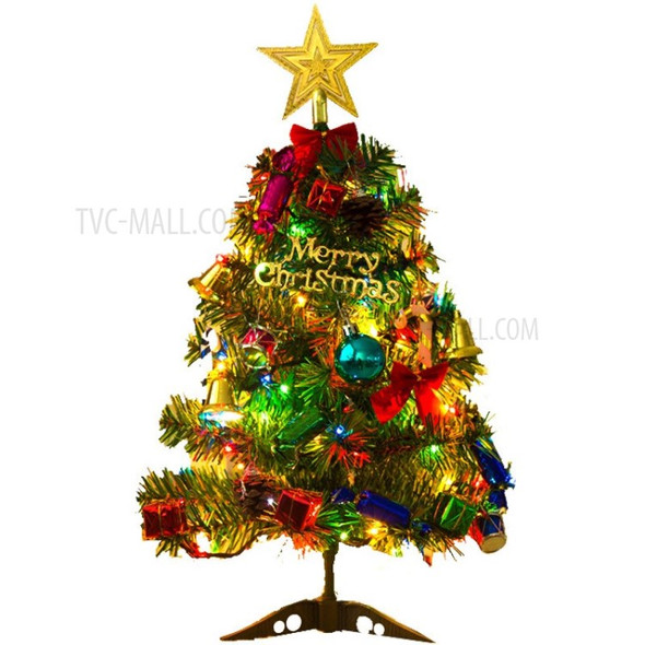 50cm Desktop Mini Christmas Tree with Light String Decoration Random Color