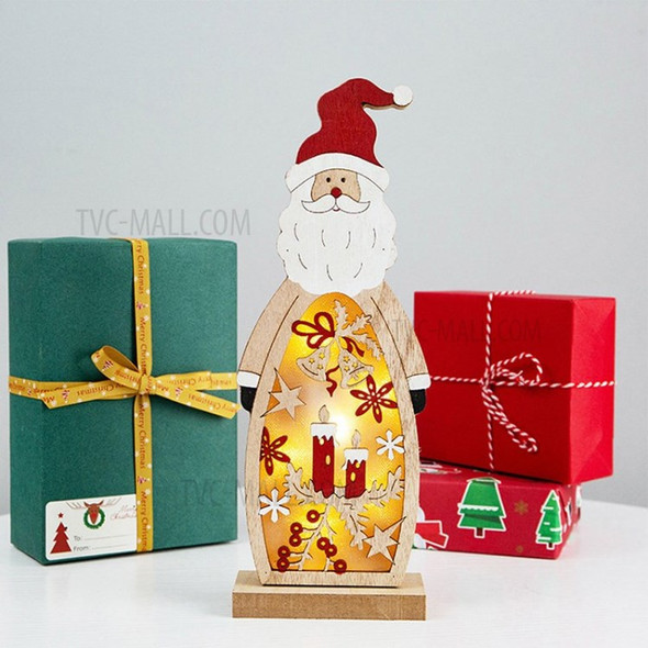 Wooden LED Light Santa Claus/Snowman Christmas Ornament Xmas Gift Home Decor - Santa