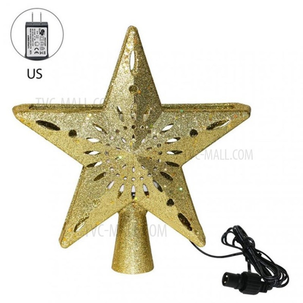 LED Christmas Tree Top Decor Star Projection Lamp Night Light - Golden Star//US Plug