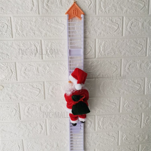 Electric Santa Claus Climbing Ladder Doll Xmas Party Figurine Decor Kids Christmas Gift Toy - A