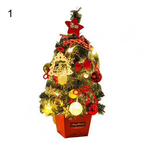 Artificial 50cm Mini Christmas Tree with Lights Christmas Tree Ornaments - Style A