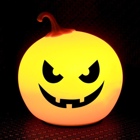 Halloween Pumpkin Table Lamp Silicone Portable Jack O Lantern for Halloween Party Bar - Orange