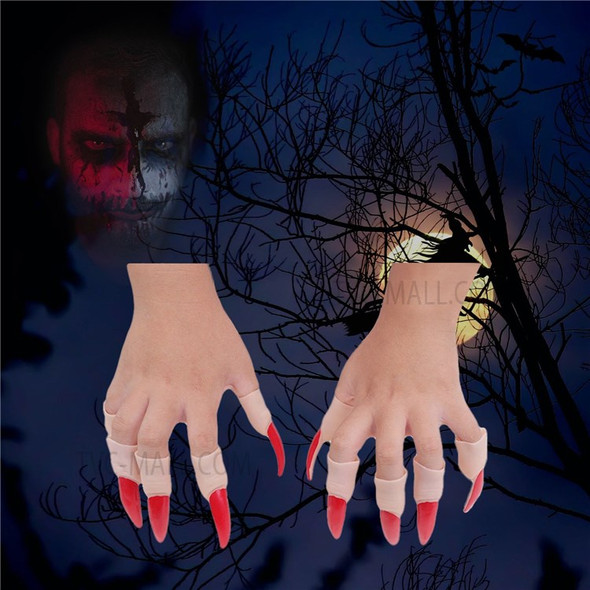 10PCS Halloween Scary Fake Witch Finger Claw Nails Creepy for Halloween Costume Party Festivals - Black