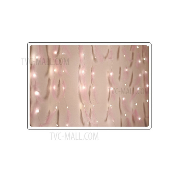 USB Remote Feather Curtain Light String Night Light Wedding Party Decor 3x3m - White