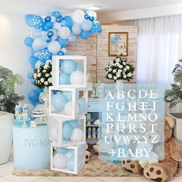 26 Letters Baby Shower Block Transparent Gift Box for Birthday Party Weeding Decoration