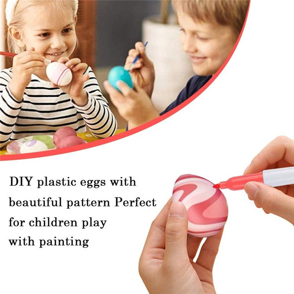 50pcs DIY Easter Eggs with Lanyard 8pcs Color Pens Non-toxic Durable Hanging White Plastic Eggs for DIY Painting Decoration