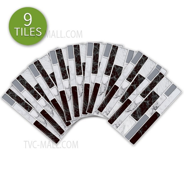 9Pcs Black White Wallpaper Kitchen Wall Sticker Home Decor Tile Decals