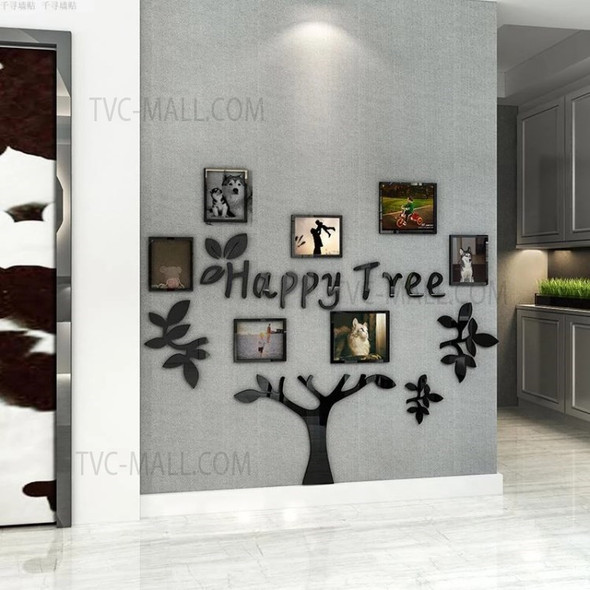 Happy Tree 3D Wall Sticker Decal Photo Frame Wallpaper Home Decoration - Black//S