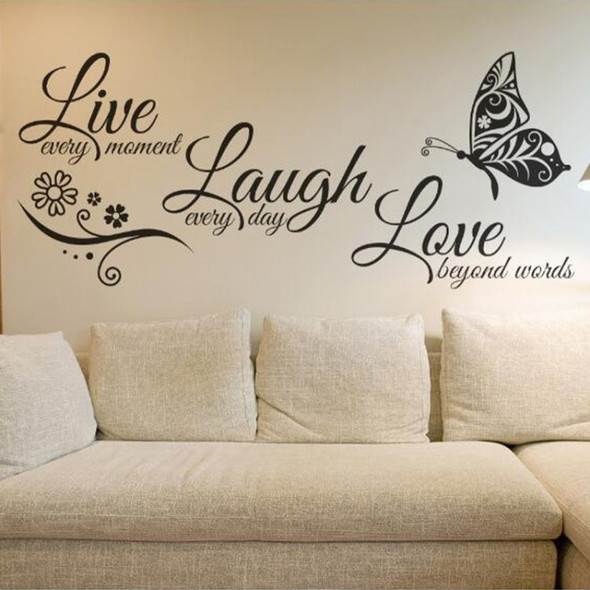 Inspirational Quotes Wall Decals Live Laugh Love Wallpaper Encouragement Butterfly Wall Decor for Classroom Home Bedroom Family Office