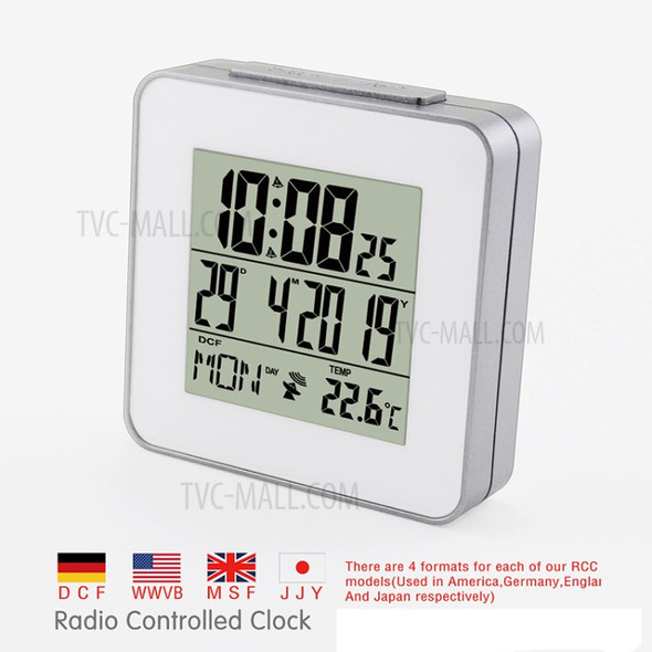 Multi-functional Travel Jumbo LCD Radio Controlled Alarm Clock with Temperature Display (DCF, WWVB, MSF, JJY Version)