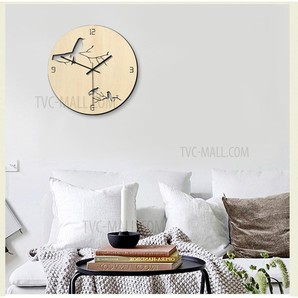 Hollow Living Room Wall Clock Creative Silent Wooden Bird Clock