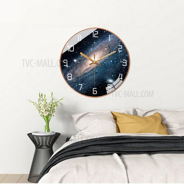 12inch Nebula Starry Sky Silent Quartz Round Home Office Wall Clock - #090/Rose Gold