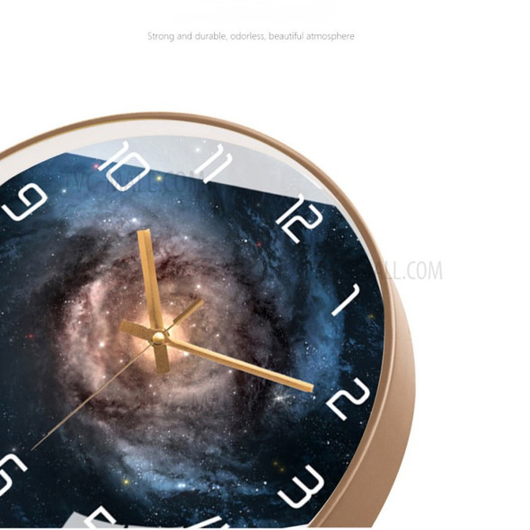 12inch Nebula Starry Sky Silent Quartz Round Home Office Wall Clock - #090/Rose Gold