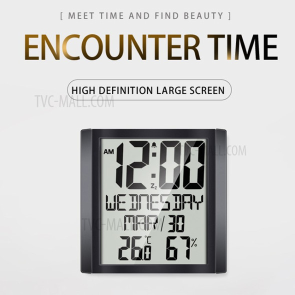 TS-8608 Multifunctional Electronic Wall Clock Home Temperature Humidity Meter Digital Wall Clock