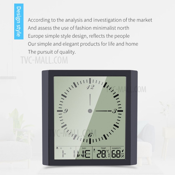 TS-8675 Multifunctional Electronic Wall Clock Intelligent Large Screen Digital Display Alarm Clock Home Thermometer Hygrometer