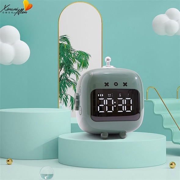 Alarm Clock Study Timer Digital Cute Kid's Bedside Clock Countdown Function Voice Controlled Wake Up Children's Sleep Trainer Snooze Time Setting Tool for Boys and Girls - Grey