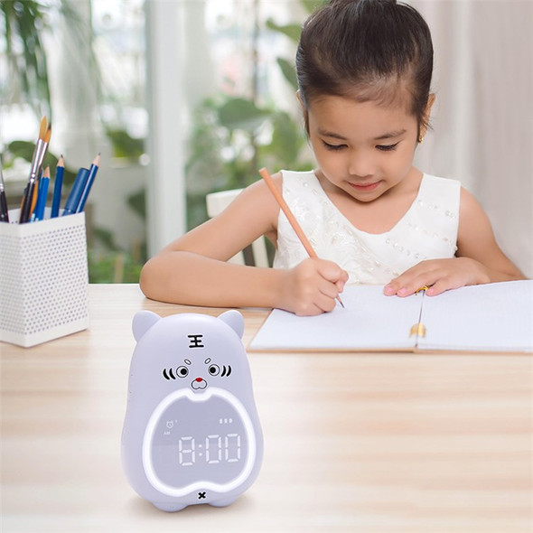 XR-MM-C2110 Cute Tiger Shaped Alarm Clock Creative Electronic Clock Multifunction Study Training Time Setting Touch Controlled Clock - Blue