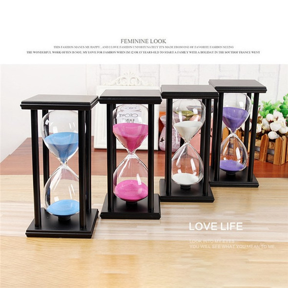 15 Minutes Sand Timer 4 Black Wooden Frames Sandglass - White