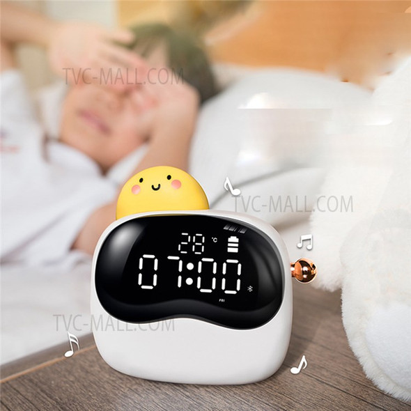 SY-034 Multifunctional Chargeable Child Alarm Clock Bedside Voice Control Night Light with Snooze Functions - Yellow