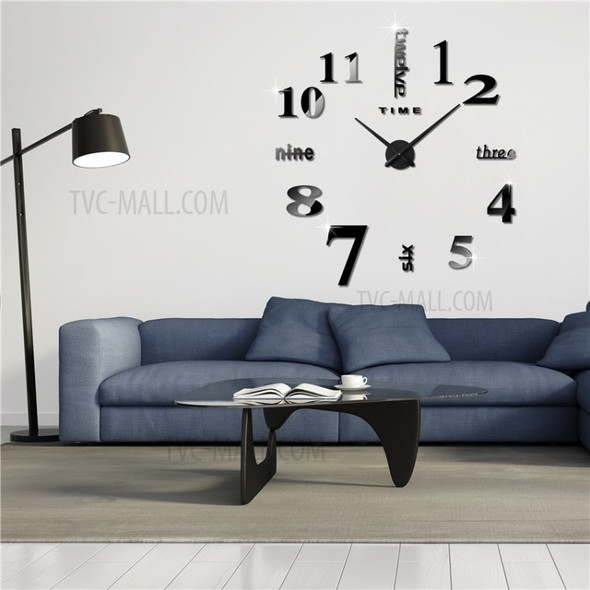 Modern Mute 3D Frameless Large Wall Clock DIY Room Home Decorations (3M002) - Black